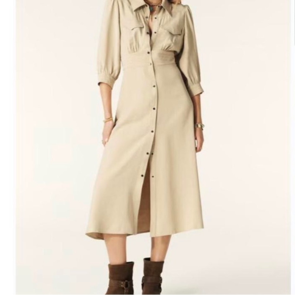 Elegant Tan Midi Dress